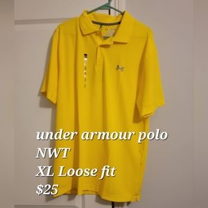 NWT, XL, loose fit, Under Armour polo, yellow
